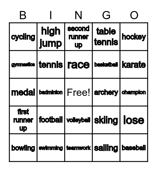 Sports Bingo Card