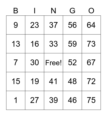 Joseph A. Edgar Bingo Card