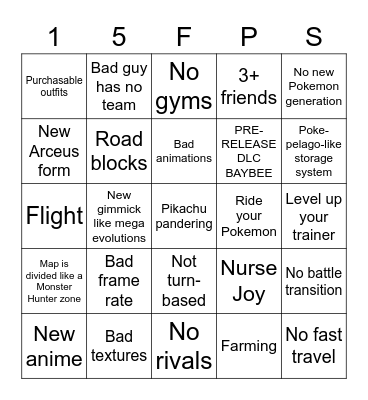 Pokemon Presents Bingo Card