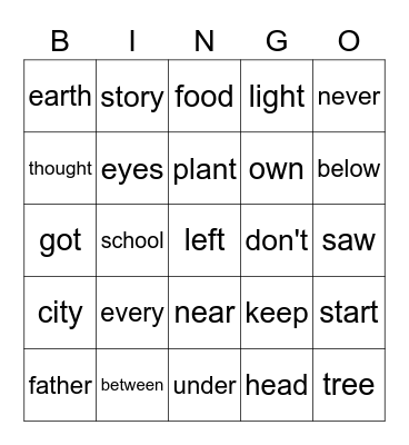 Second Grade 1st Quarter Bingo Card