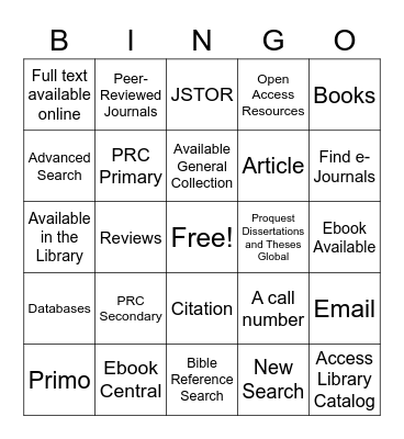 Primo Bingo Card