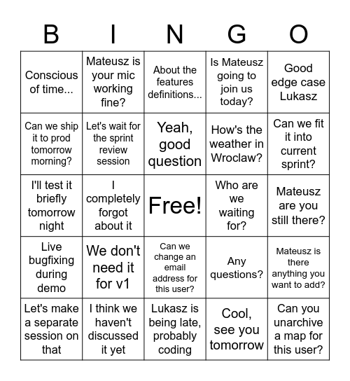 Tajne Bingo Card