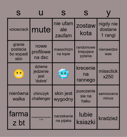 XD Bingo Card