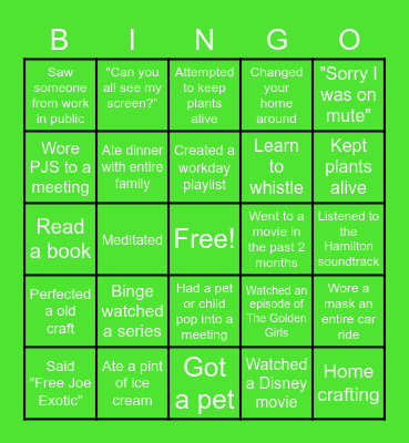 REMOTE TEAM BUILDING BINGO Card