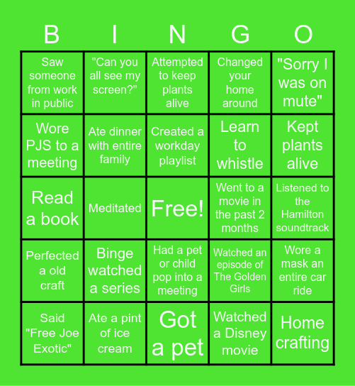 REMOTE TEAM BUILDING BINGO Card