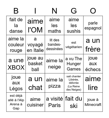 Trouve quelqu'un qui... Bingo Card