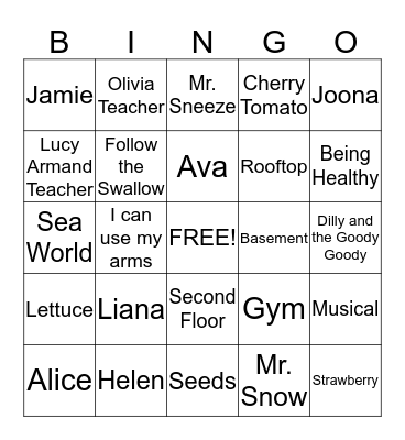 Sky World Bingo Card