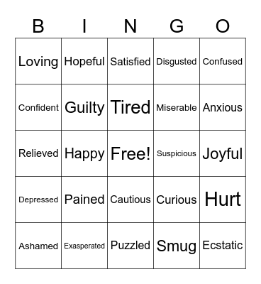 Feelings BINGO Card