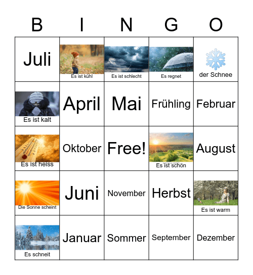 Wetter Bingo Card