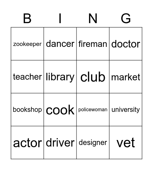 Jobs Bingo Card