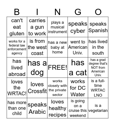WRTAC Bingo Card