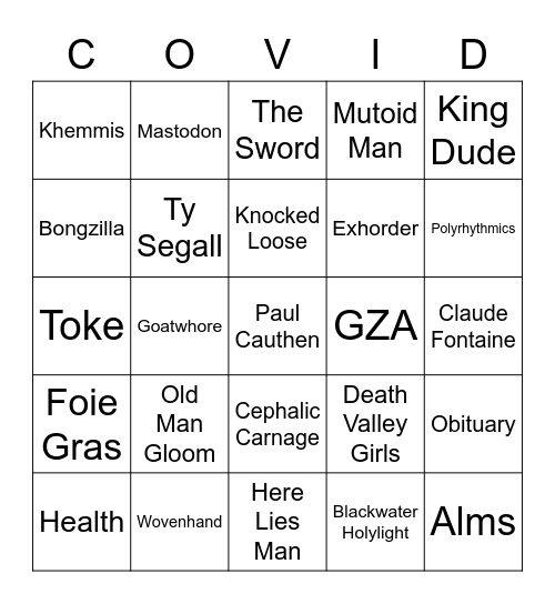 Psycho COVINGO Bingo Card