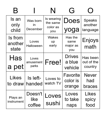Find Someone Who... Bingo Card