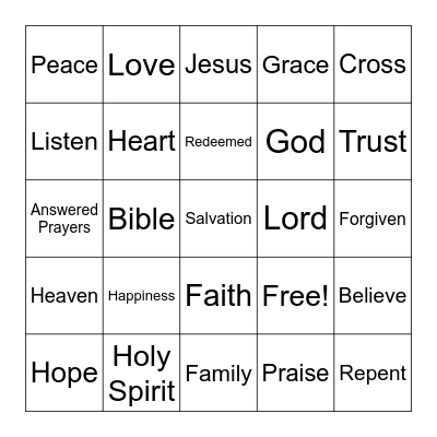Grow in Your Faith! Bingo Card