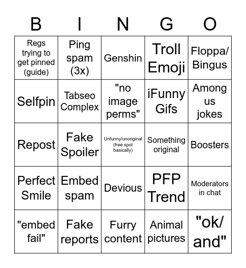 Regular Bingo: 1 hour edition Bingo Card