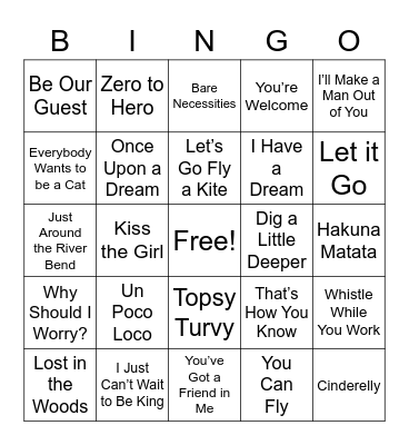 Disney Round 1 Bingo Card