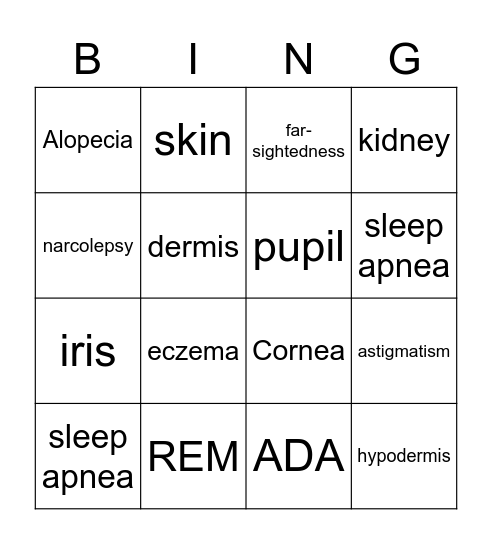 Personal Hygiene Bingo Card