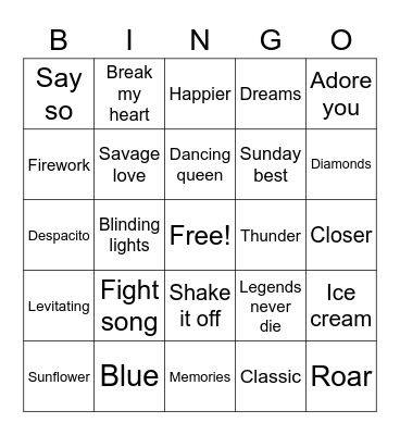 Music Bingo Card