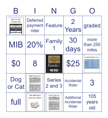 Product Knowledge Bingo Card