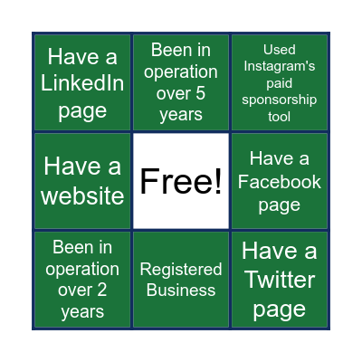 SMALL BUSINESS BINGO Card