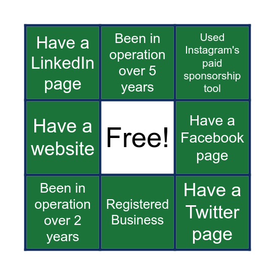 SMALL BUSINESS BINGO Card