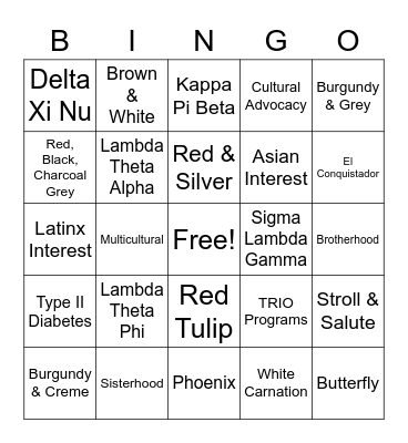 MGC 101 Bingo Card