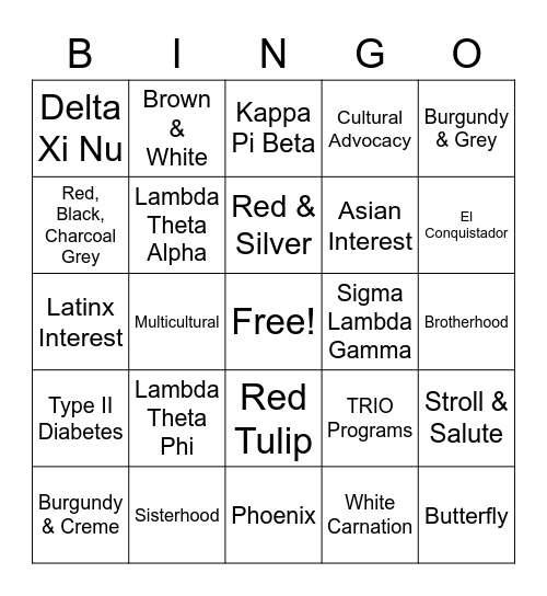 MGC 101 Bingo Card