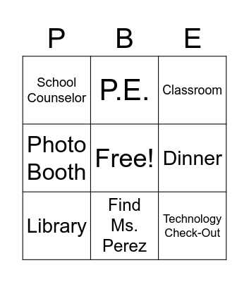 Open House Literacy Night Card Bingo Card