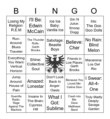 90's Music! Bingo Card