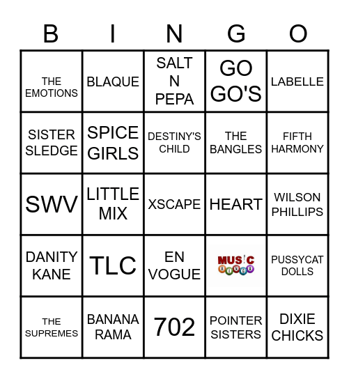 ALL ABOUT GIRL BANDS Bingo Card
