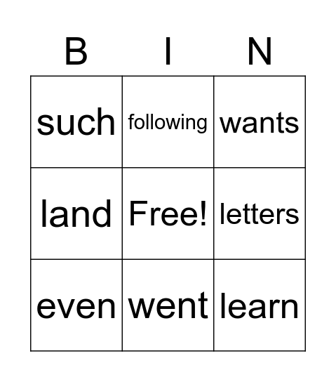 Untitled Bingo Card