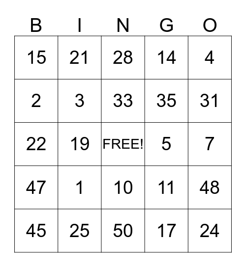 BINGO Card