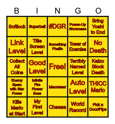Mario Maker 2 Bingo Card