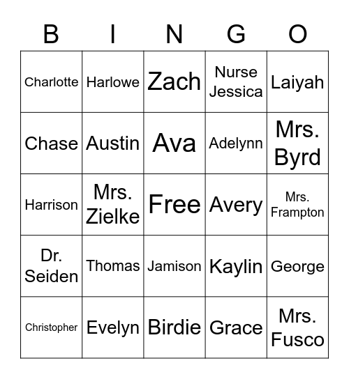 Name-O Bingo Card