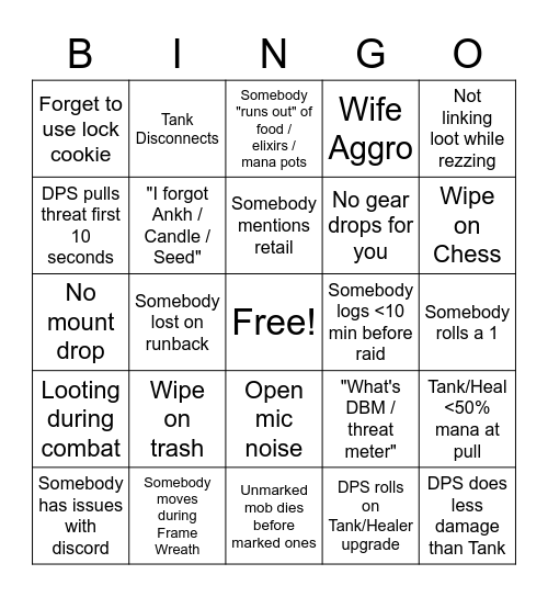 Karazhan Bingo Card