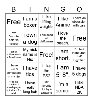 Class Bingo Card