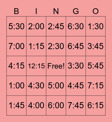 Telling time in Spanish Bingo Card