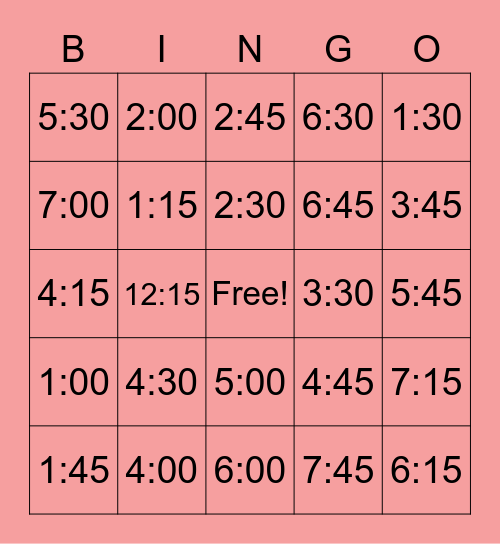 Telling time in Spanish Bingo Card