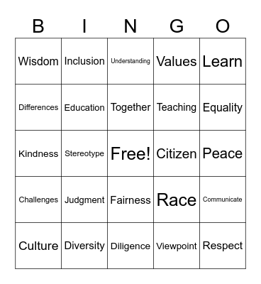 Diversity and Inclusion Bingo Card