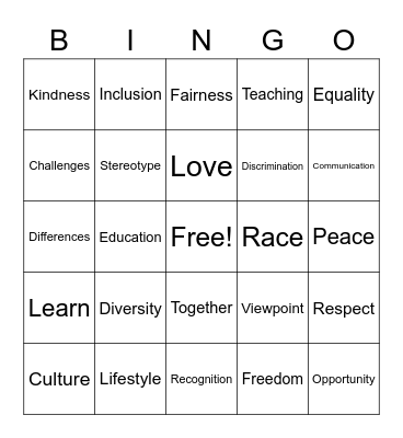 Diversity and Inclusion Bingo Card