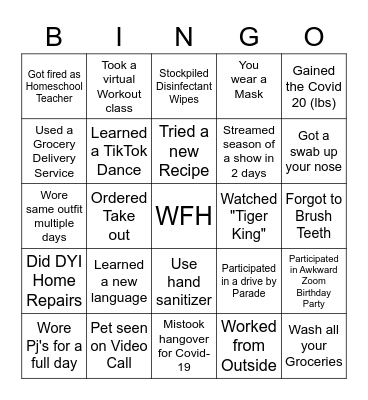 Pandemic Bingo Card