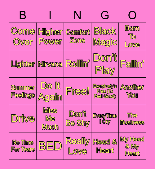 Summer Hits 2021 Music Bingo Card