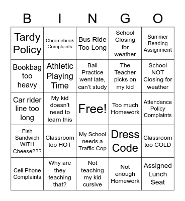 DAVIDSON CO. BACK TO SCHOOL BINGO!! Bingo Card