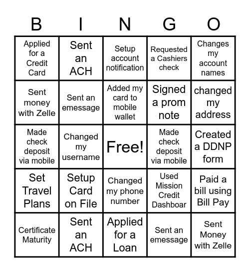 Aria Bingo Card