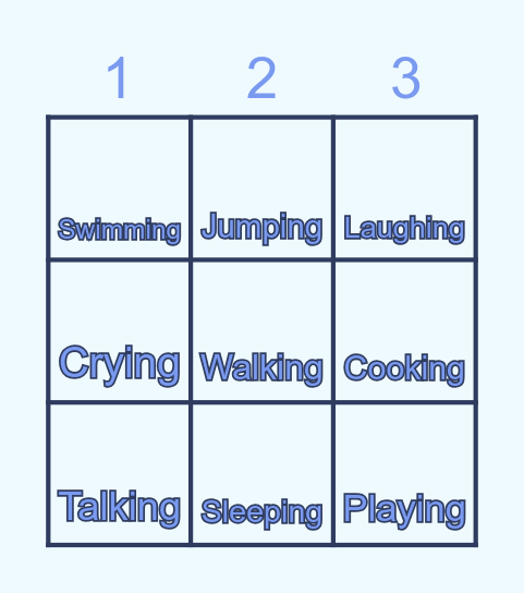 Present Continuous Bingo Card