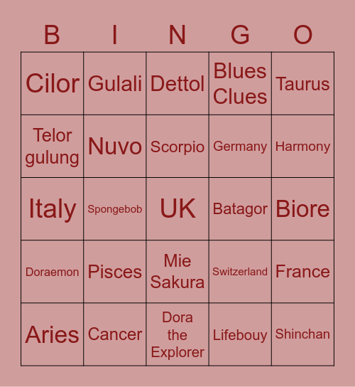 Tippani Bingo Card