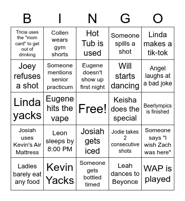 Cabin Summer 2021 Bingo Card