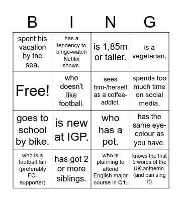 Find someone who... Bingo Card