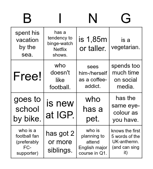 Find someone who... Bingo Card