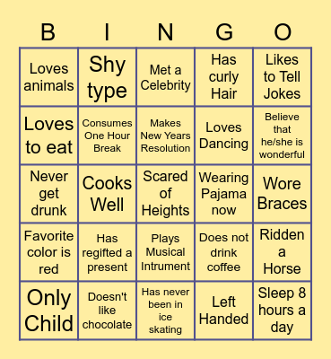 HUMAN BINGO Card
